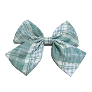 Joli pince à cheveux nœud papillon à carreaux verts et blancs, accessoire JK style.