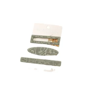 Acrylic acetate hair clip set 3 pieces green abstract pattern stylish side barrette for women