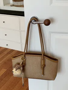 Koreanischer Stil Kontrastfarbe Baguette Tasche Damen PU Leder Schulter Achseltasche Tägliches Pendeln Mode Handtasche