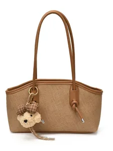 Schicke koreanische Kontrastfarbe Baguette Umhängetasche für Damen, lässige Pendler Handtasche.
