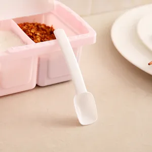 Boite a epices de cuisine en plastique a 4 grilles avec cuillere pour sel et sucre