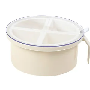 Round 4-grid kitchen seasoning box with lid and handle for spice storage main image