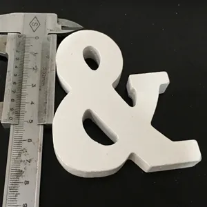 White wooden ampersand symbol letter ornament prop detail shot showing actual size measurement.