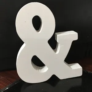White wooden ampersand symbol decor, freestanding letter sign for wedding home party.