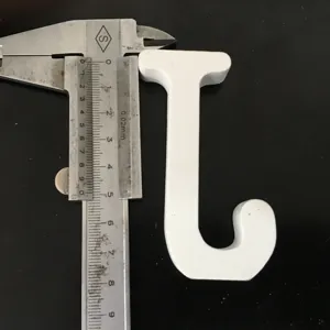 White wooden letter J ornament home decor photography prop with caliper size display