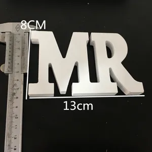 White wooden MR letter ornament for home decor wedding photography prop size 8x13cm