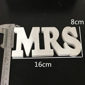 White wooden MRS letter ornament for wedding decor, measuring 16x8cm photography prop.
