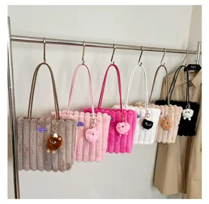 Furry tote bag for women large capacity plush shoulder bag fluffy winter handbag casual.