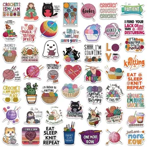 50pcs cute crochet yarn stickers pack for water bottles laptop notebook luggage crafts.