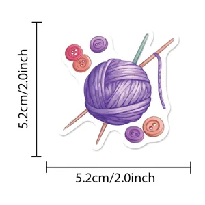 Cute knitting crochet yarn ball sticker, colorful craft hobby design for laptop and scrapbooking.