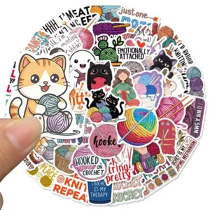 50pcs cute crochet yarn stickers waterproof vinyl decals for laptop water bottle luggage