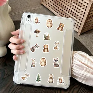 Cute woodland animal watercolor stickers set for DIY phone cases, laptops and crafts decor.