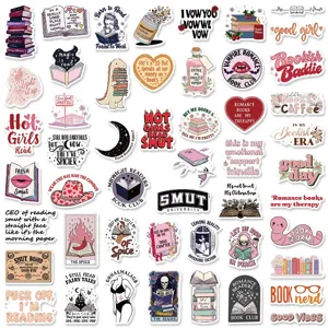 50pcs Cute Book Reader Stickers Waterproof Vinyl Decals for Laptop Water Bottle Journal