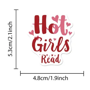 Cute reading theme sticker with Hot Girls Read text and heart design, waterproof.
