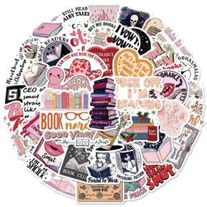 50 Pcs Cute Book Reader Aesthetic Stickers Waterproof Vinyl Decals for Journal Laptop Cup