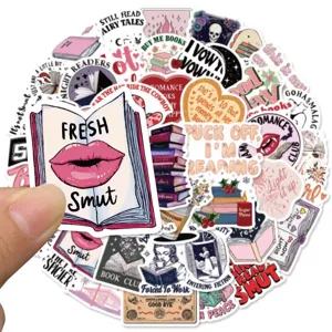 50pcs cute book reading aesthetic stickers waterproof vinyl decal for laptop water bottle