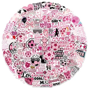 Pegatinas de futbol rosa esteticas impermeables de vinilo pack para ordenador y maleta.