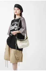 Casual τσάντα ώμου από καμβά, ευέλικτη crossbody τσάντα για καθημερινές μετακινήσεις.