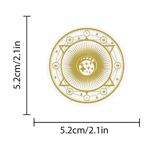 Goldfolie Magische Sonne Mond PET Aufkleber Detailansicht, Astrologie Design 5.2cm.