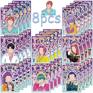 8pcs K-POP style waterproof sticker set creative DIY skateboard guitar decal decorations