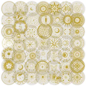 Magischer Mond Und Sonne PET Heißfolienprägung Aufkleber Himmlische Sonne Stern Wasserdichte Abziehbilder Für Wasserflasche Handy Tagebuch Scrapbook