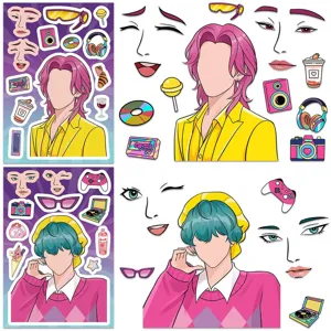 K-POP DIY anime sticker sheet creative assembly waterproof decal for guitar skateboard.