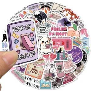 Detail shot of waterproof star-film reading cartoon graffiti stickers for laptop and luggage.