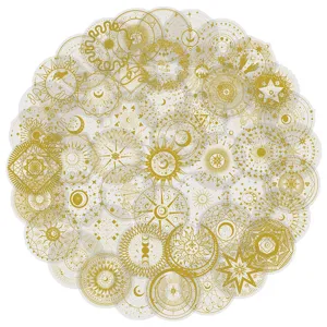 50 Blatt Goldfolie kosmische Aufkleber ästhetische Mond Sonne Tagebuch Sticker Deko