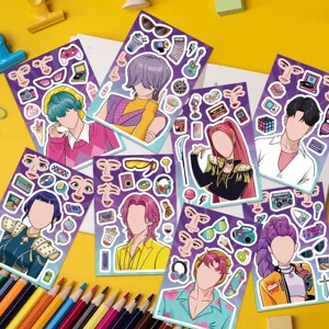 8 sheets K-pop demon hunters waterproof stickers diy skateboard guitar laptop sticker decs