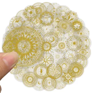 50 Stk. Himmels Sonne Mond Goldfolie PET Aufkleber wasserdichte Tagebuch Dekoration