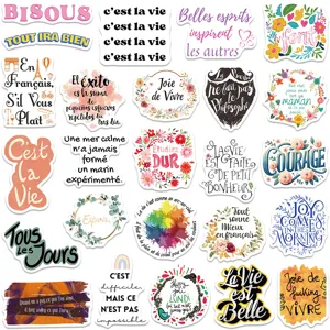 50PCS French Inspirational Phrase Waterproof Stickers for Luggage Laptop Skateboard DIY Decals