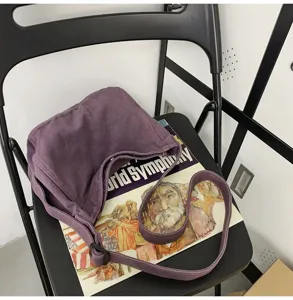 Μωβ καμβάς τσάντα ώμου dumpling casual ευέλικτη μινιμαλιστική τσάντα χιαστί καθημερινή