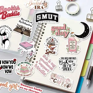 Cute bookish stickers set waterproof aesthetic decals for journal laptop scrapbooking 50pcs