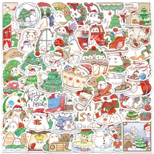50pcs Christmas cartoon ghost stickers waterproof cute laptop decals holiday wall decoration