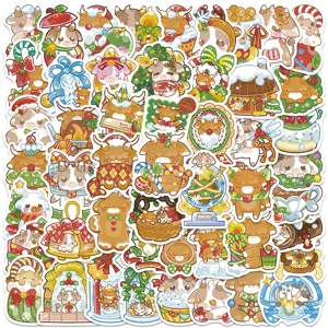 50pcs cute Christmas cow stickers waterproof vinyl decals for laptop phone scrapbooking.