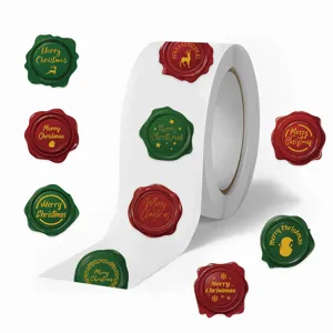 Christmas wax seal stickers roll waterproof decorative labels for holiday gift packs