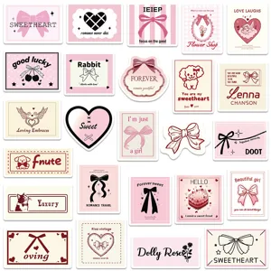 50st roze schattige hart strik stickers esthetisch zoete dagboek sticker pack voor dagelijks