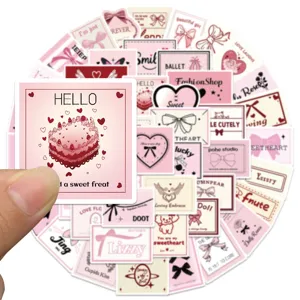 Roze schattige strik hart stickers set voor dagelijks scrapboek waterfles decoratie