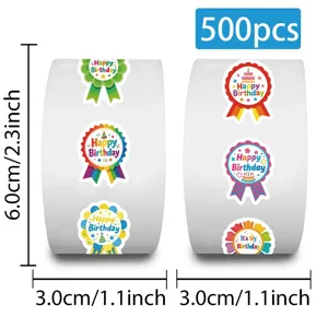 500pcs Birthday Sticker Roll Colorful Award Badge Labels Party DIY Gift Wrapping Decor