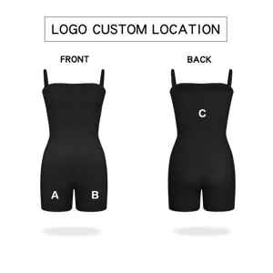Combinaison body shapewear noir sans coutures avec bretelles, grandes tailles pour sport et yoga.