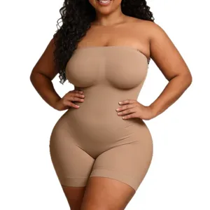 Body shaper sans bretelles grande taille beige gainant ventre plat femme gaine sexy