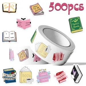 Bookish Theme Waterproof PVC Stickers Cute Literary Reading Aesthetic Decals For Laptop Luggage Phone