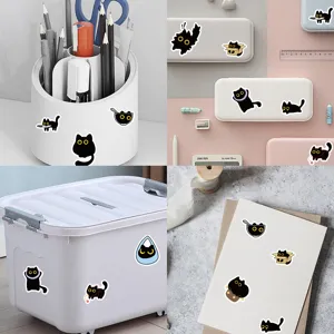 Funny black cat stickers waterproof vinyl decal for laptop water bottle journaling 50pcs