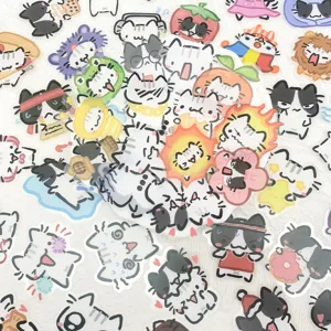 Jolis autocollants de chats de dessin anime imperméables PET DIY ordinateur tasse 54pcs