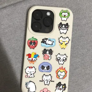 Coque de téléphone mignon chat dessin animé avec motifs rigolos, protection légère.