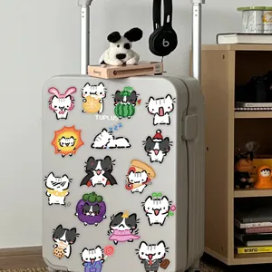 Mignons autocollants chats drôles de dessin animé étanche PET DIY ordinateur portable tasse