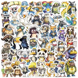 Cute cartoon wild animal stickers waterproof DIY decals for luggage and phone case.