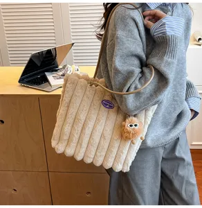 Fluffy Plush Tote Bag Large Capacity Shoulder Bag Winter Soft Furry Handbag for Women