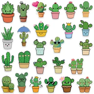 Ensemble autocollants cactus mignons impermeables pour ordinateur portable moniteur
