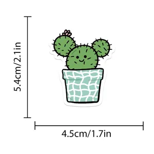 Mignon autocollant étanche en vinyle de cactus en pot pour ordinateur portable et bagage.